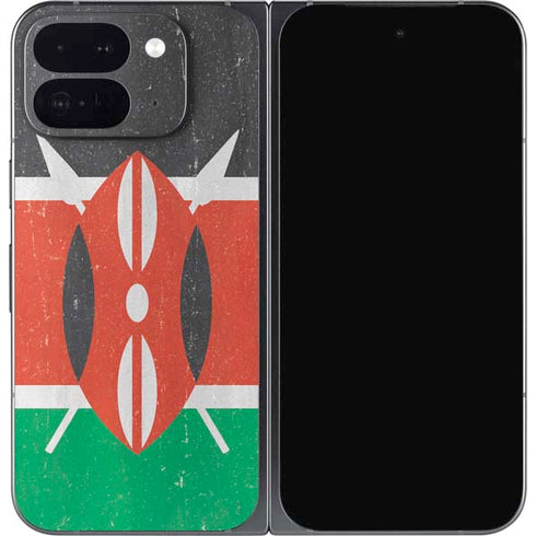 Kenya Flag Distressed Google Pixel 9 Pro Fold Skin